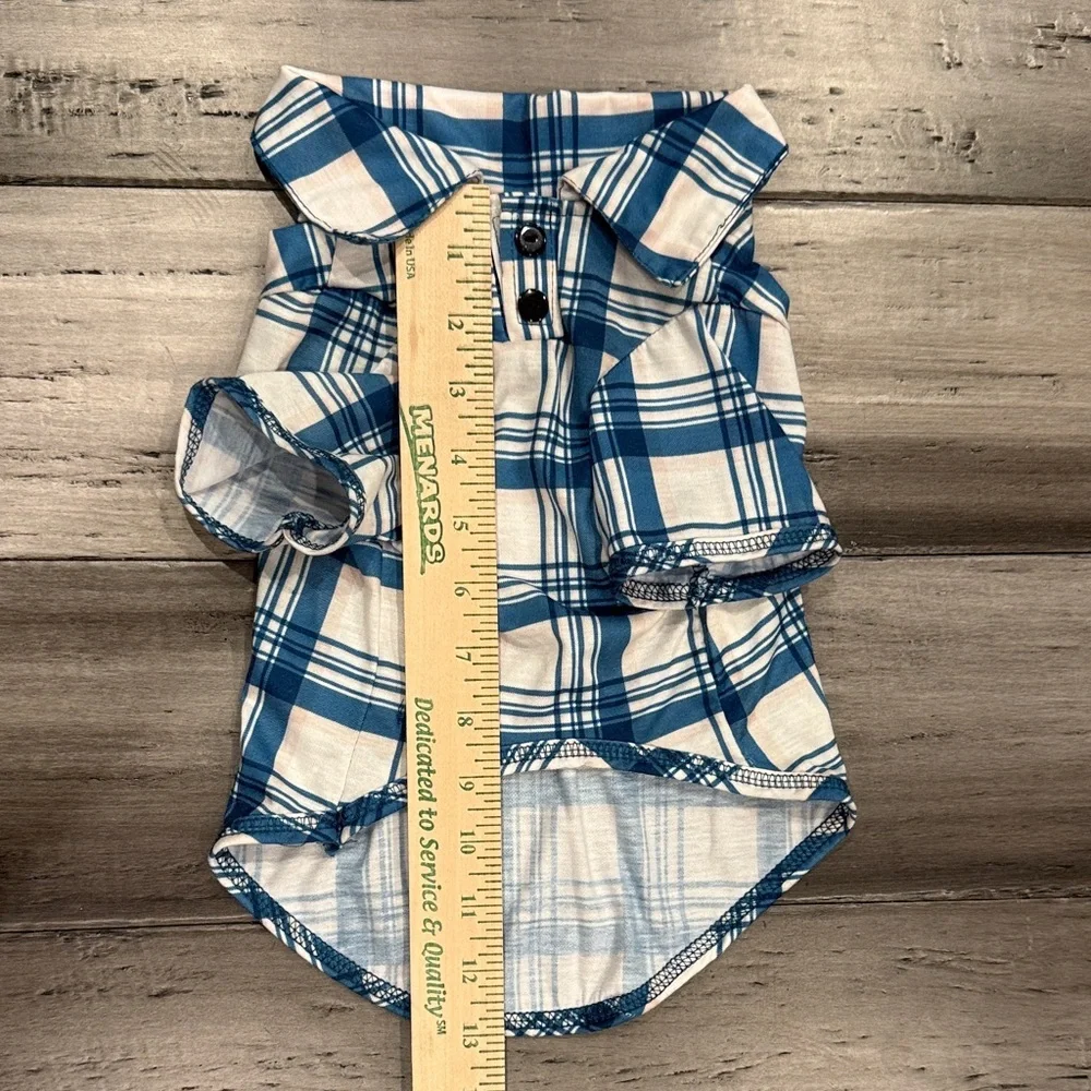 NWOT Blue Plaid Dog Shirt